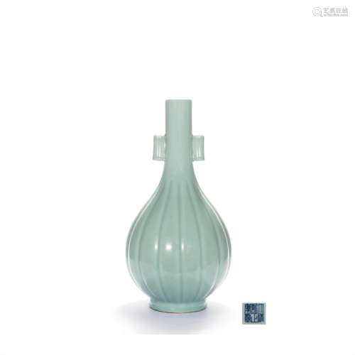 A Celadon-Glazed Pierced Melon-Shaped Vase