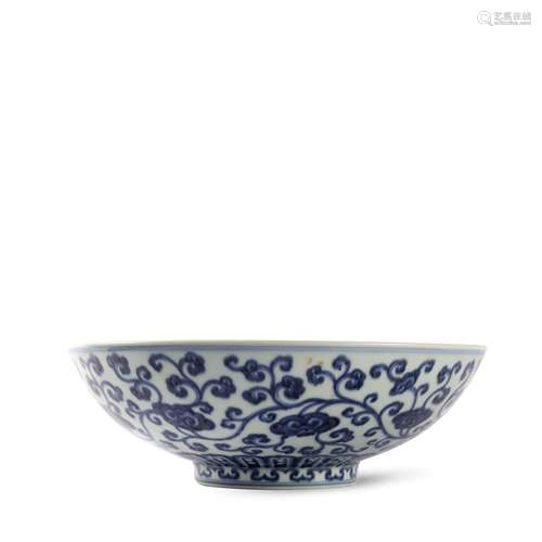 A Blue And White Floral Bowl