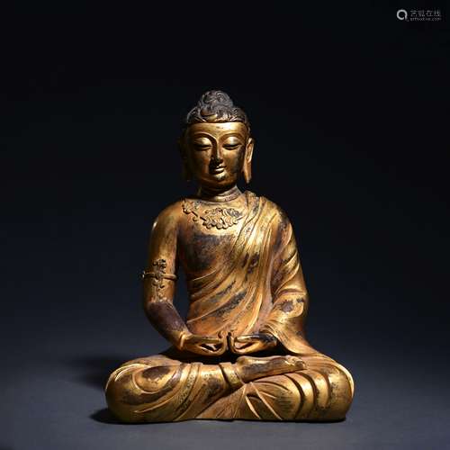 A Gilt Bronze Statue Of Shakyamuni