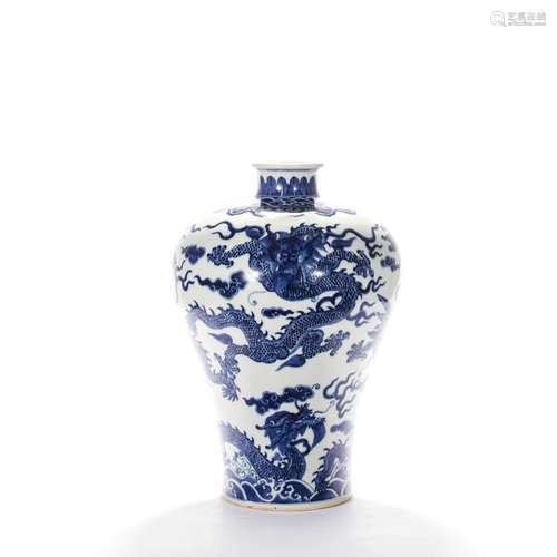 A Blue And White Dragon Meiping Vase