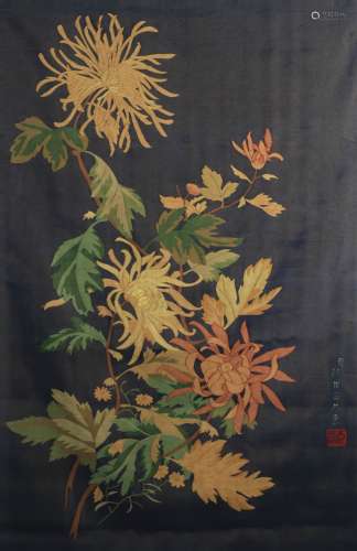 A Silk Kesi Floral Stitch Panel