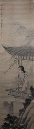 A Chinese Landscape And Figure Painting Scroll, Tang Luming ...