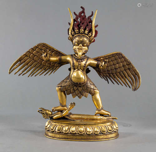 Feuervergoldete Bronze des Garuda