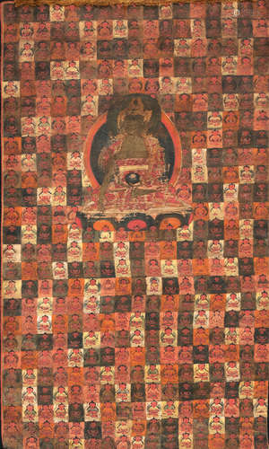 Buddha Shakyamuni und die Emanationen des Buddha Amitayus in...