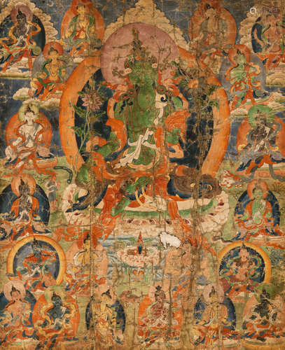 Thangka mit Darstellung der Syamatara