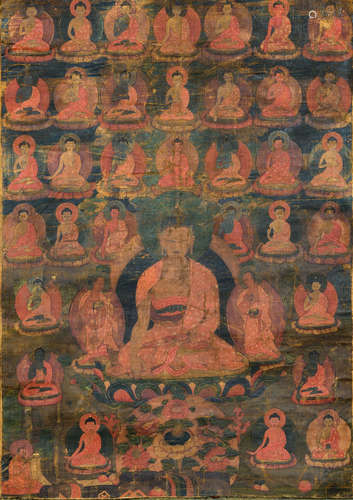 Thangka mit Darstellung des Buddha Shakyamuni