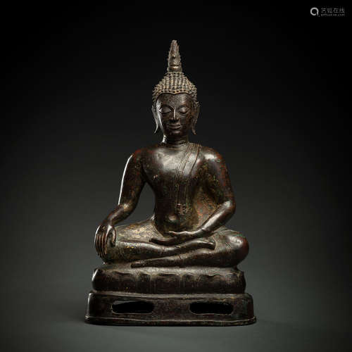 Bronze des Buddha auf einem Lotos