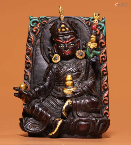 ZITAN WOOD PENDANT CARVED WITH BUDDHA