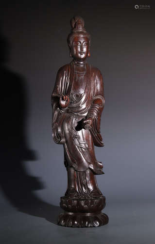 ZITAN WOOD GUANYIN BUDDHA STATUE