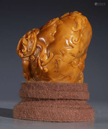 TIANHUANG STONE SEAL CARVED WITH DRAGON