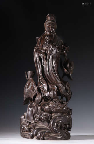 ZITAN WOOD GUANYIN BUDDHA STATUE