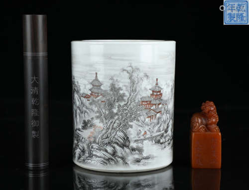 QIANLONGNIANZHI MARK MOCAI GLAZE BRUSH POT