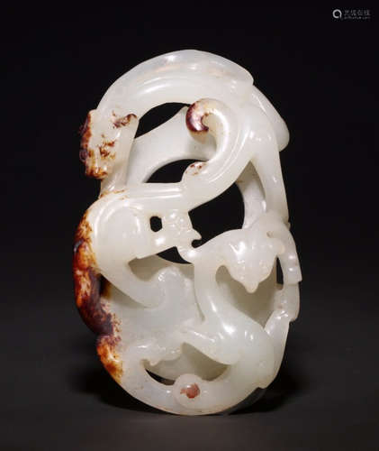 HETIAN JADE PENDANT CARVED WITH BEAST