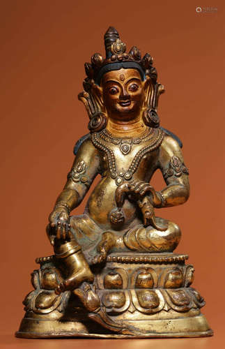 GILT BRONZE CAISHEN BUDDHA STATUE