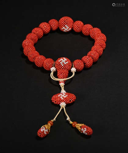 CHENXIANG WOOD STRING BRACELET WITH 18 BEADS