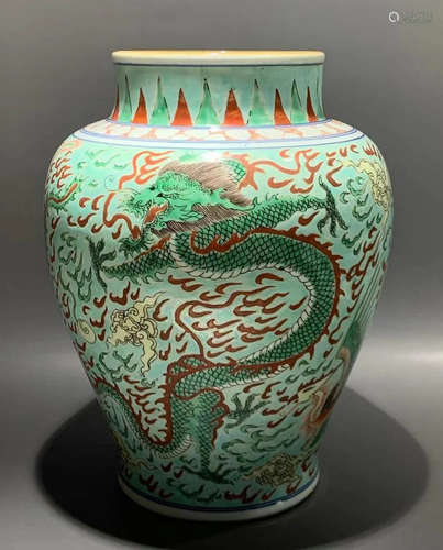 WUCAI GLAZE JAR PAINTED WITH PHOENIX