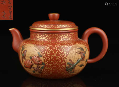 ZISHA TEA POT PAINTED WITH FLOWER