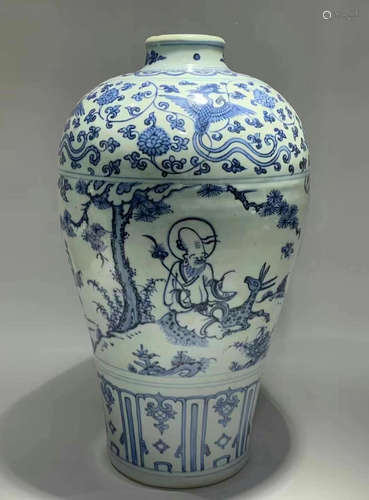 BLUE&WHITE GLAZE VASE PAINTED WITH STORY