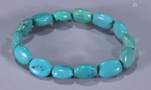 TURQUOISE STRING BRACELET WITH 14 BEADS