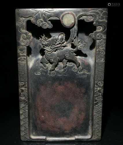 INK SLAB CARVED WITH QILIN&POETRY