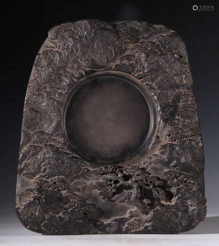 INK SLAB CARVED WITH LANDSCAPE&POETRY