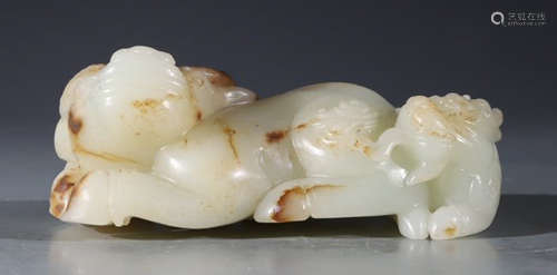 HETIAN JADE BULL PENDANT