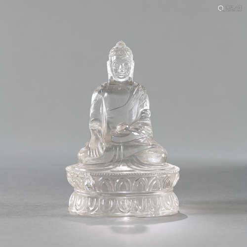 Figur des Buddha Shakyamuni aus Bergkristall