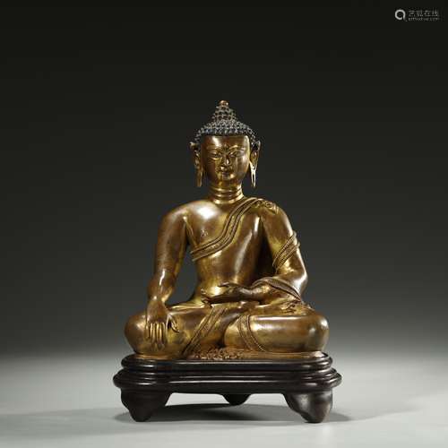 QING DYNASTY,GILT-BRONZE BUDDHA STATUE