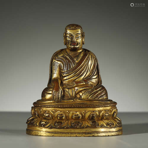 QING DYNASTY,GILT-BRONZE BUDDHA STATUE