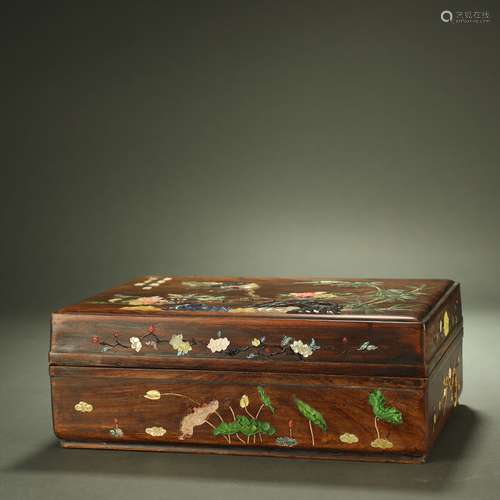 QING DYNASTY,A FINE HARDSTONE-INLAID HUALI BOX