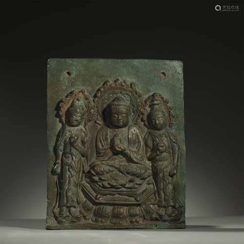 MING DYNASTY,A FINE BRONZE BUDDHA STATUE PANEL