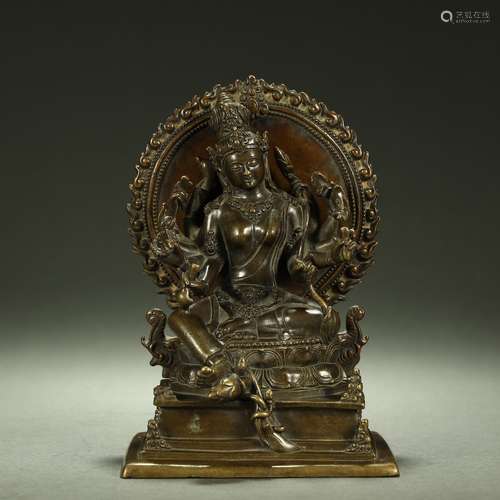 OLD TIBETAN ALLOY BRONZE BUDDHA STATUE,ABOUT 8th-12th CENTUR...