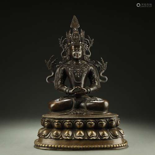 OLD TIBETAN ALLOY BRONZE BUDDHA STATUE,ABOUT 8th-12th CENTUR...