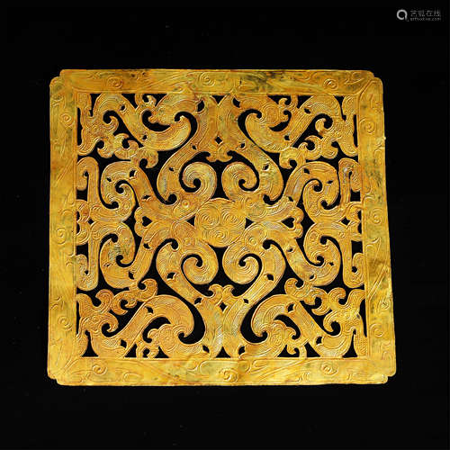 TANG DYNASTY,A FINE GOLD CARVED 