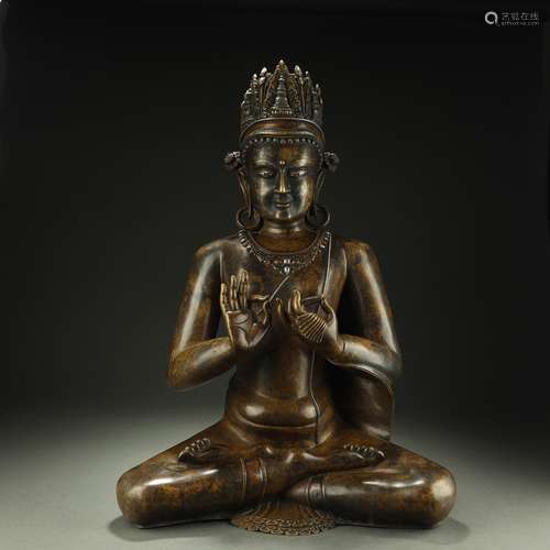 OLD TIBETAN ALLOY BRONZE BUDDHA STATUE,ABOUT 8th-12th CENTUR...