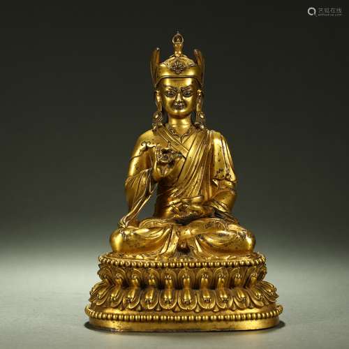 QING DYNASTY,GILT-BRONZE BUDDHA STATUE