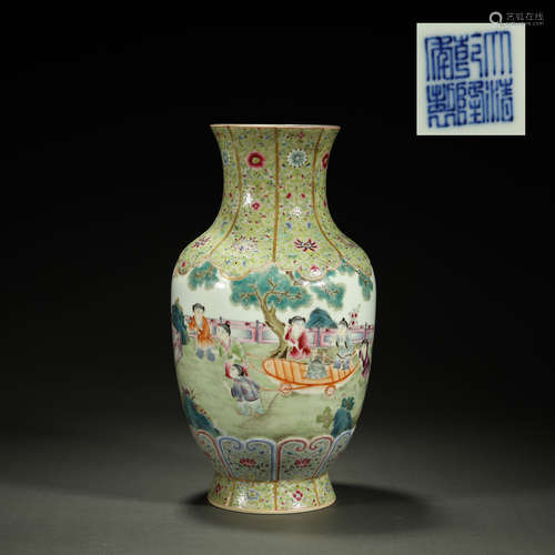 QING DYNASTY,FAMILLE-ROSE GLAZED VASE