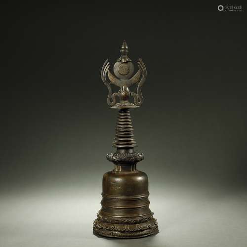 QING DYNASTY,A RARE BRONZE BUDDHA STUPA