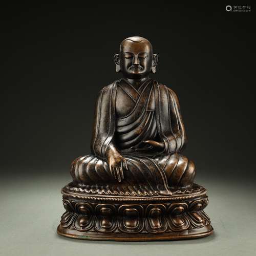 OLD TIBETAN ALLOY BRONZE BUDDHA STATUE,ABOUT 8th-12th CENTUR...