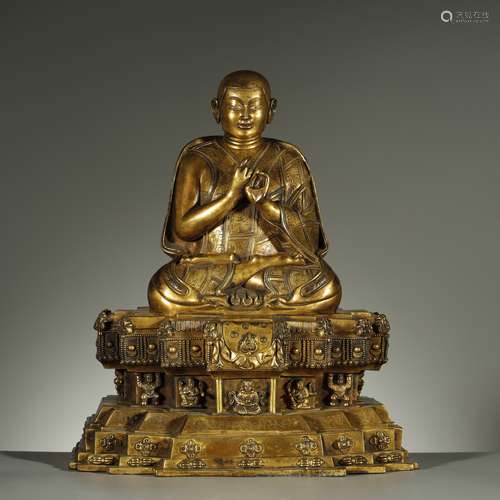 OLD TIBETAN ALLOY BRONZE BUDDHA STATUE,ABOUT 8th-12th CENTUR...