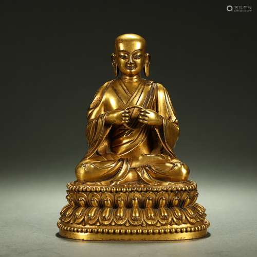 MING DYNASTY,A RARE GILT-BRONZE BUDDHA STATUE