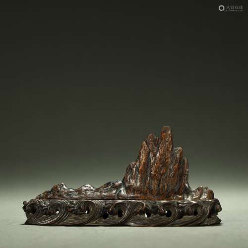 ANCIENT CHINESE,CHENXIANG WOOD CARVED LANDSCAPE