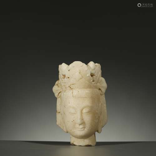 TANG DYNASTY,A FINE MARBLE CARVED BUDDHA HEAD