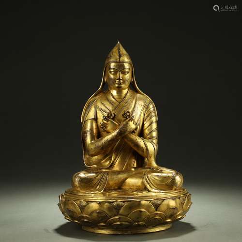 QING DYNASTY,GILT-BRONZE BUDDHA STATUE