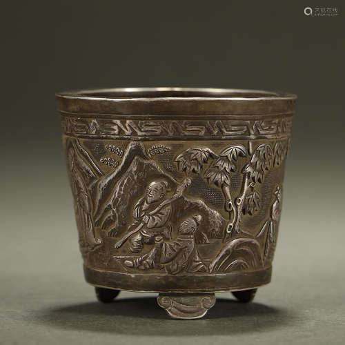 QING DYNASTY,A FINE SILVER CENSER