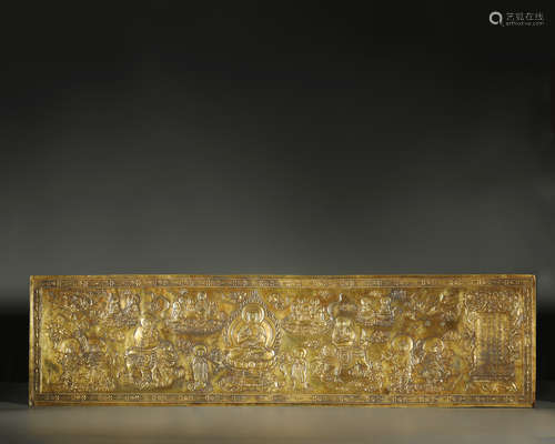 TANG DYNASTY,A FINE AND RARE PARCEL-GILT SILVER BUDDHA PANEL