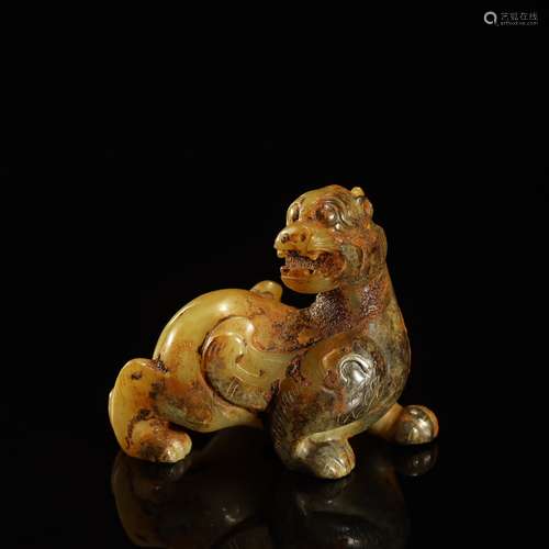 WARRING STATES PERIOD,RUSSET JADE MYTHICAL BEAST ORNAMENT