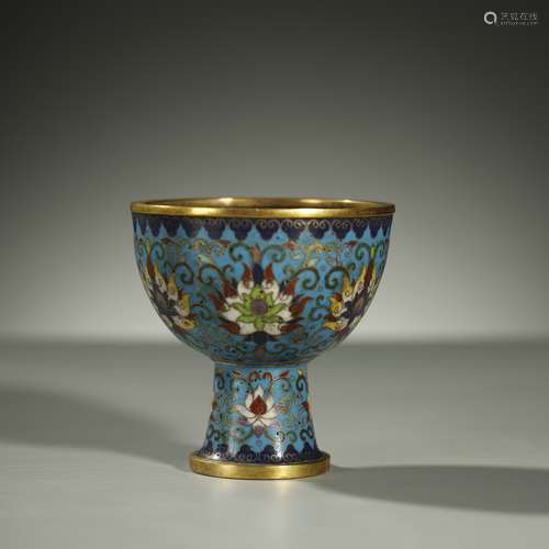 QING DYNASTY,GILT-BRONZE CLOISONNE ENAMEL CUP