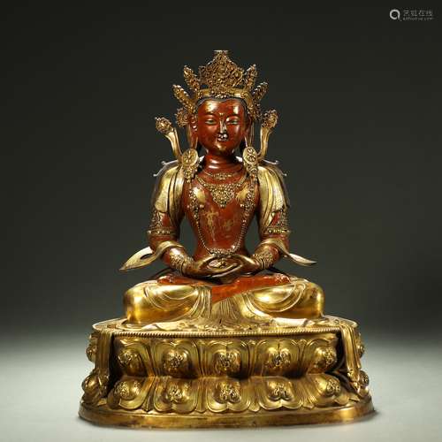 QING DYNASTY,GILT-BRONZE BUDDHA STATUE