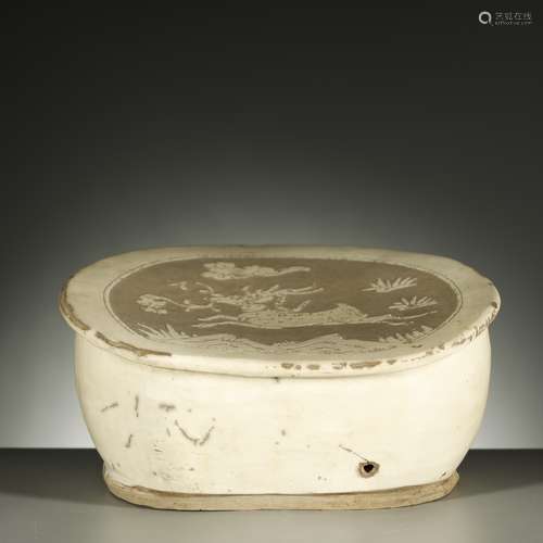 SONG DYNASTY,A FINE CIZHOU KILN CARVED PORCELAIN PILLOW